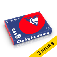 Aanbieding: 3x Clairefontaine gekleurd papier koraalrood 120 grams A4 (250 vel)