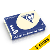 Aanbieding: 5x Clairefontaine gekleurd papier crème 160 grams A4 (250 vel) 250402