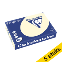 Aanbieding: 5x Clairefontaine gekleurd papier ivoor 80 grams A4 (500 vel)