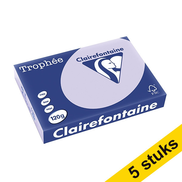 Aanbieding: 5x Clairefontaine gekleurd papier lila 120 grams A4 (250 vel) 250483 - 1