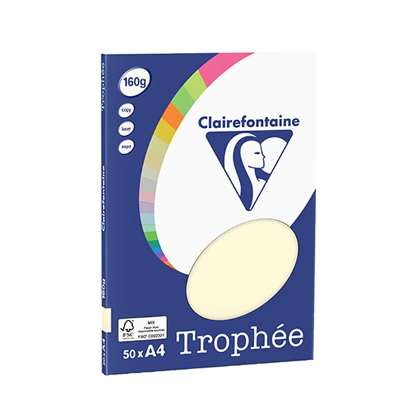 Clairefontaine gekleurd papier crème 160 grams A4 (50 vel) 4154C 250064 - 1