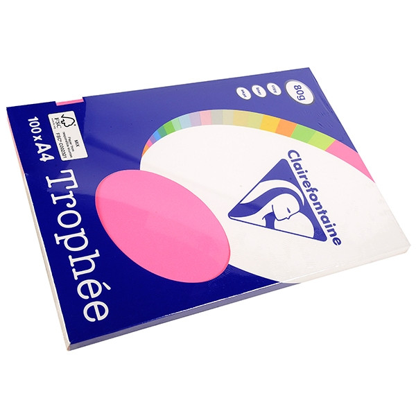 Clairefontaine gekleurd papier fluor roze 80 grams A4 (100 vel) 4126C 250013 - 1