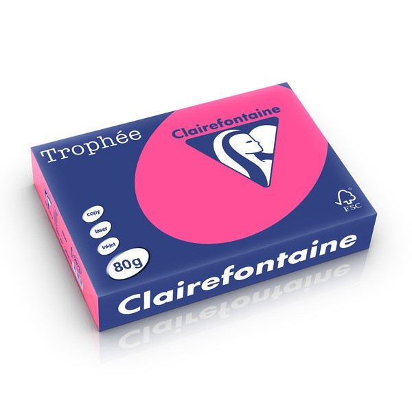 Clairefontaine gekleurd papier fluor roze 80 grams A4 (500 vel) 2973C 250286 - 1