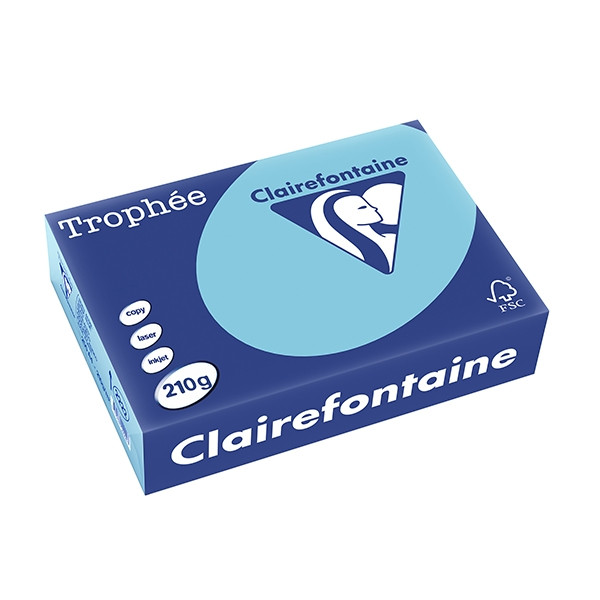 Clairefontaine gekleurd papier helblauw 210 grams A4 (250 vel) 2222C 250094 - 1