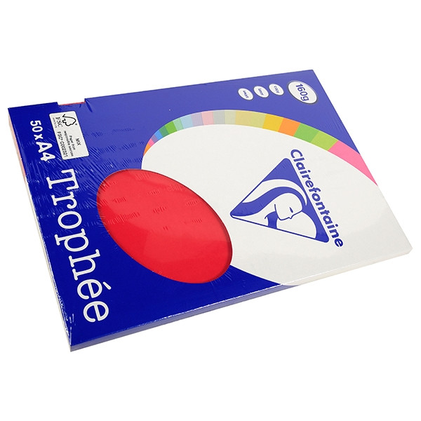 Clairefontaine gekleurd papier kersenrood 160 grams A4 (50 vel) 4162C 250025 - 
