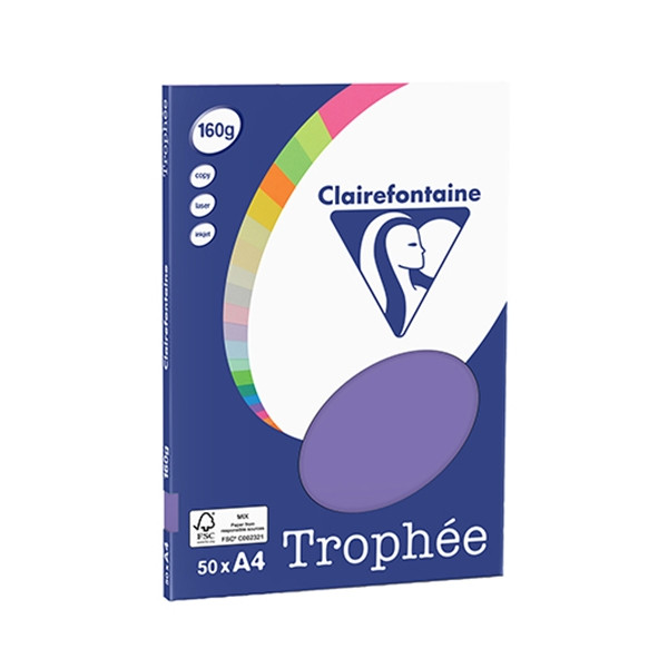 Clairefontaine gekleurd papier violet 160 grams A4 (50 vel) 4166C 250068 - 1