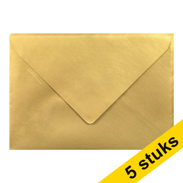 Clairefontaine gekleurde enveloppen goud C5 120 grams (5 stuks) 26612C 250350 - 1