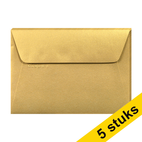 Clairefontaine gekleurde enveloppen goud C6 120 grams (5 stuks) 26086C 250338 - 1