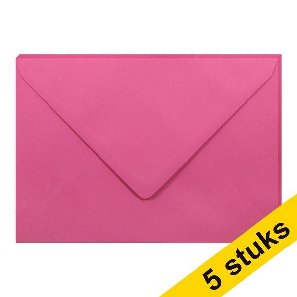 Clairefontaine gekleurde enveloppen intens roze C5 120 grams (5 stuks) 26572C 250345 - 1