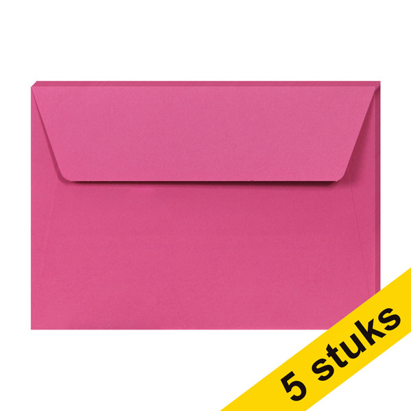 Clairefontaine gekleurde enveloppen intens roze C6 120 grams (5 stuks) 26576C 250333 - 1