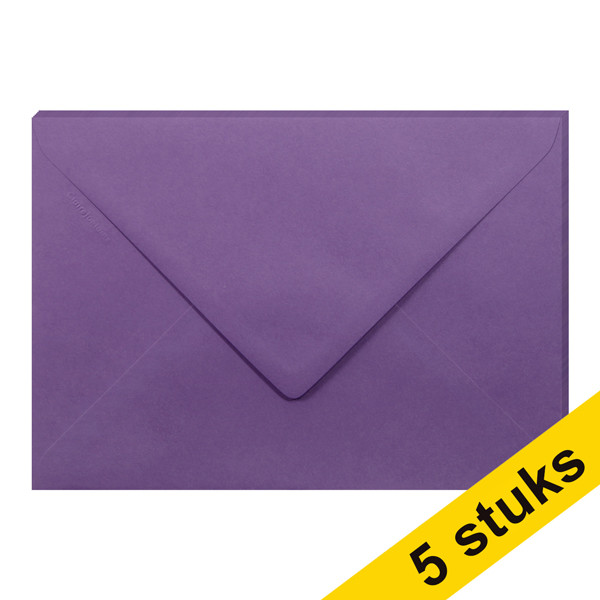 Clairefontaine gekleurde enveloppen lila C5 120 grams (5 stuks) 26602C 250346 - 1