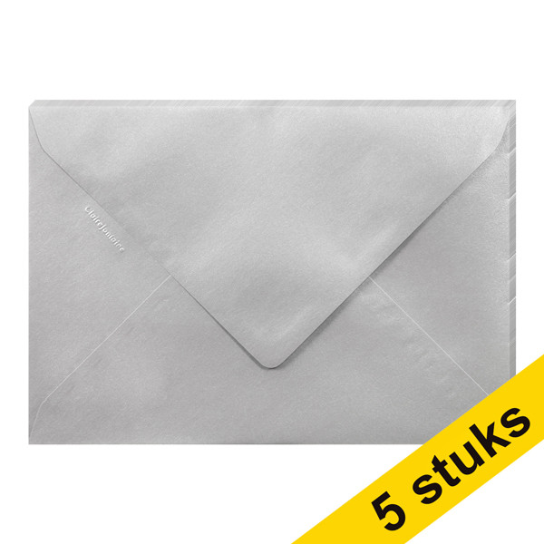 Clairefontaine gekleurde enveloppen zilver C5 120 grams (5 stuks) 55582C 250349 - 1