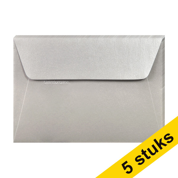 Clairefontaine gekleurde enveloppen zilver C6 120 grams (5 stuks) 26076C 250337 - 1