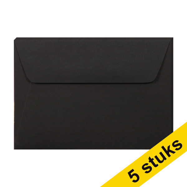 Clairefontaine gekleurde enveloppen zwart C6 120 grams (5 stuks) 26836C 250336 - 1