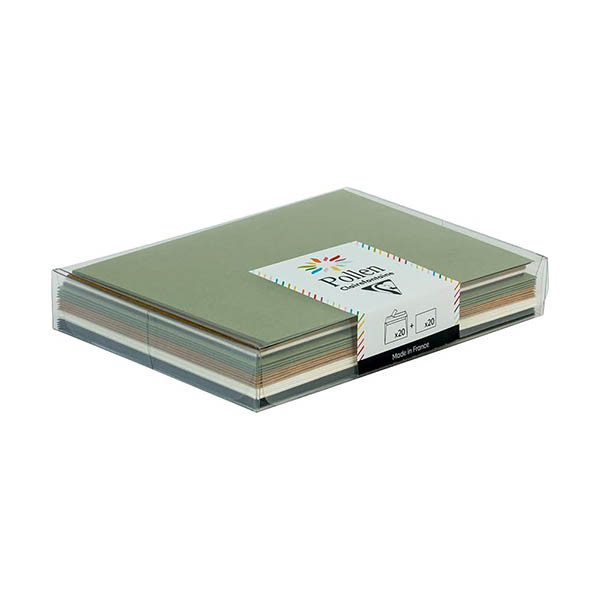 Clairefontaine kaartenset + enveloppen zelfklevend assorti cosy 20 stuks 299379 - 1