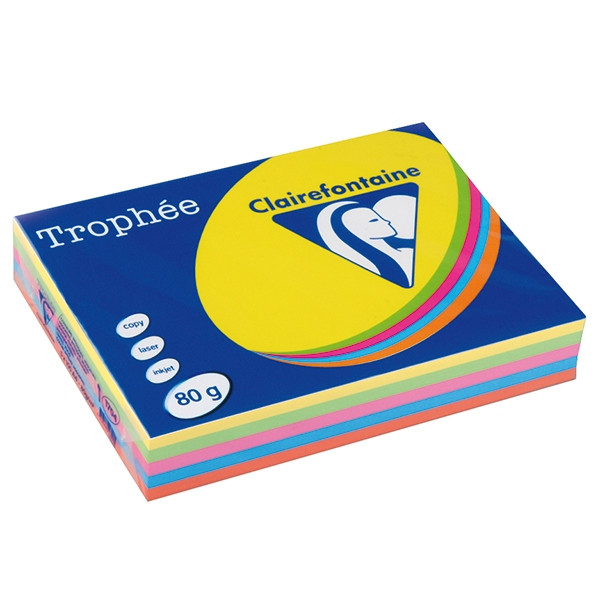 Clairefontaine multipack intens geel/groen/oranje/blauw/roze 80 grams (5 x 100 vel) 1704 250012 - 1