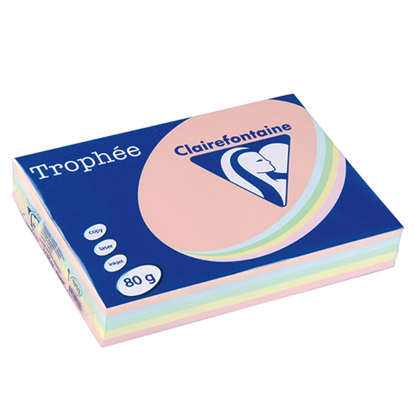 Clairefontaine multipack zalm/blauw/groen/kanariegeel/roze 80 grams (5 x 100 vel) 1703 250005 - 1