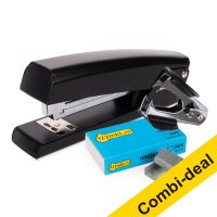 Combi aanbieding: 123inkt nietmachine zwart incl. ontnieter en 1000 nietjes (20 vel)