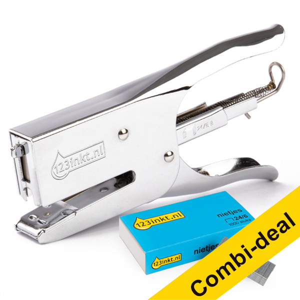 Combi aanbieding: 123inkt niettang voor nietjes 24/6-8 incl. 1000 nietjes (45 vel)  300651 - 