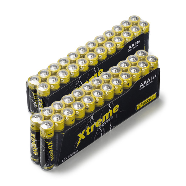 Onderstrepen Vaardigheid zacht Combi deal: 123accu AA + AAA batterijen (2x 24 stuks) 123inkt 123inkt.nl