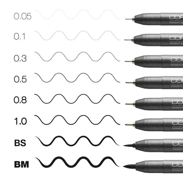 Copic Multiliner finelinerset zwart (0,05 mm - BM) 8 stuks 2207510 311065 - 3