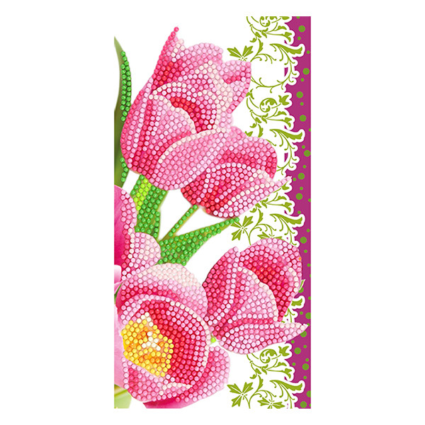 Crystal Art diamond painting kaart Pink Tulips 11 x 22 cm CCK-11x22C9 400913 - 1