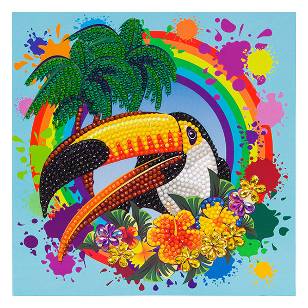 Crystal Art diamond painting kaart kit Rainbow Toucan 18 x 18 cm CCK-A78 400923 - 1