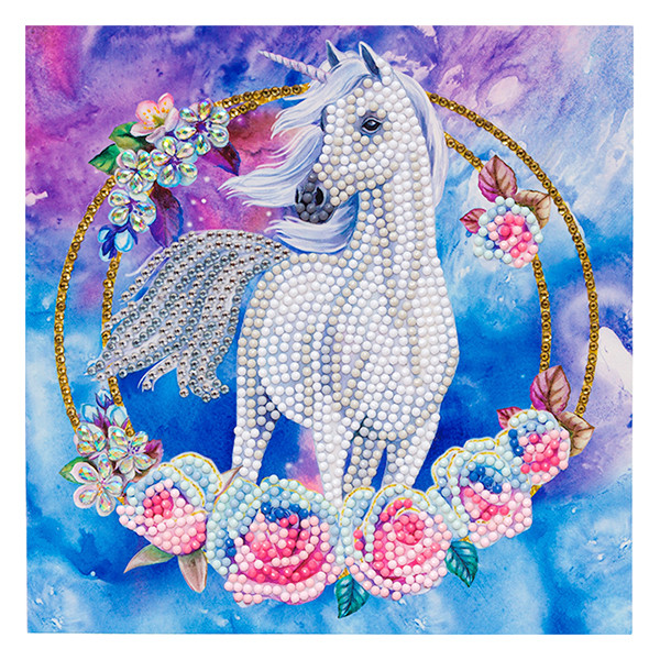 Crystal Art diamond painting kaart kit Unicorn Garland 18 x 18 cm CCK-A85 400933 - 1