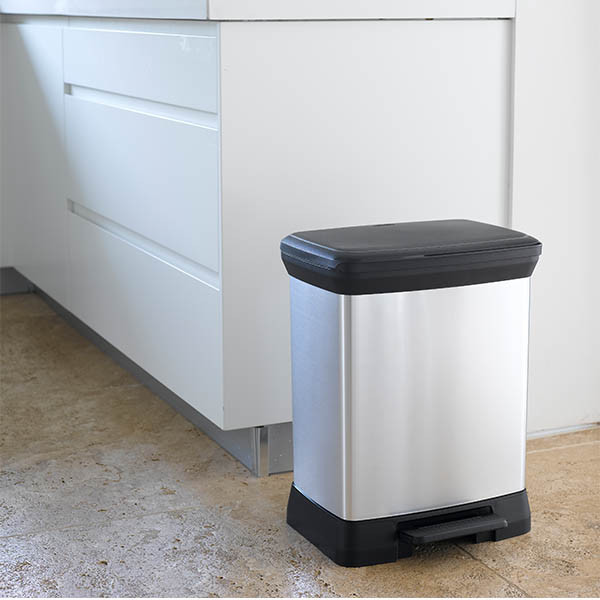 Curver Decobin prullenbak rechthoekig (30 liter, zilver metallic) 243884 - 4