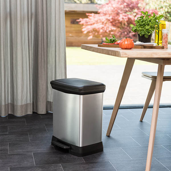 Curver Decobin prullenbak rechthoekig (30 liter, zilver metallic) 243884 - 5