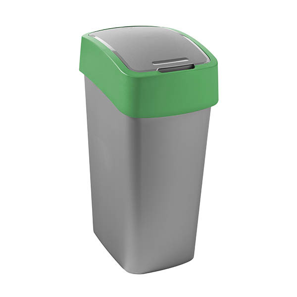 Curver Flip Bin Recycling prullenbak (45 liter, zilver/groen) 243891 - 1