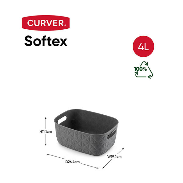 Curver Softex opbergmand S antraciet 4 liter 243854 - 2