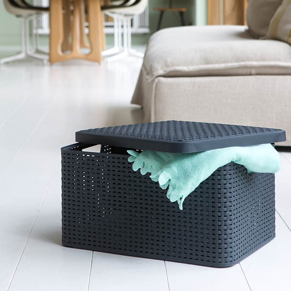 Curver Style opbergmand L + deksel antraciet 30 liter 243864 - 3