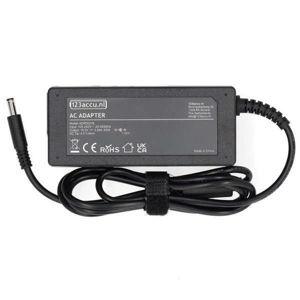 Dell adapter (19.5 V, 3.33 A, 65 W, 123accu huismerk) 01C4XJ 01XRN1 02D1TJ 043NY4 044PV8 ADR00276 - 2