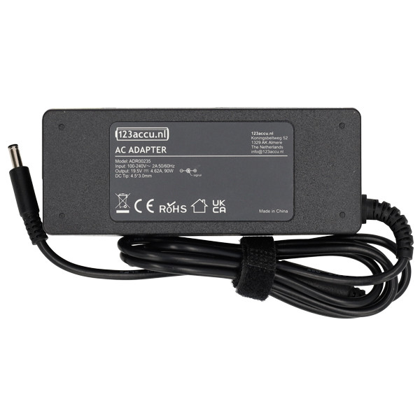 Dell adapter (19.5 V, 4.62 A, 90 W, 123accu huismerk) 0586J0 06H22T 0C132X 0FDV6P 0MRDJ6 ADR00235 - 2