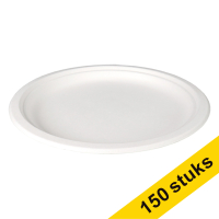 Aanbieding: 3x Depa wegwerpbord suikerriet 26 cm wit (50 stuks)