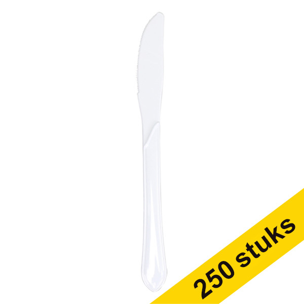 Depa Aanbieding: 5x Depa herbruikbaar mes wit (50 stuks)  402754 - 1