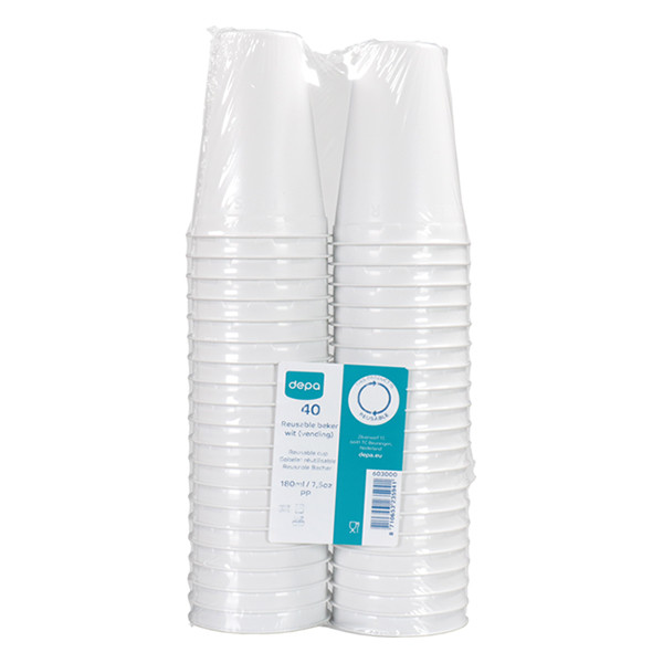 Depa herbruikbare beker wit 180 ml (40 stuks) 603000 402934 - 4