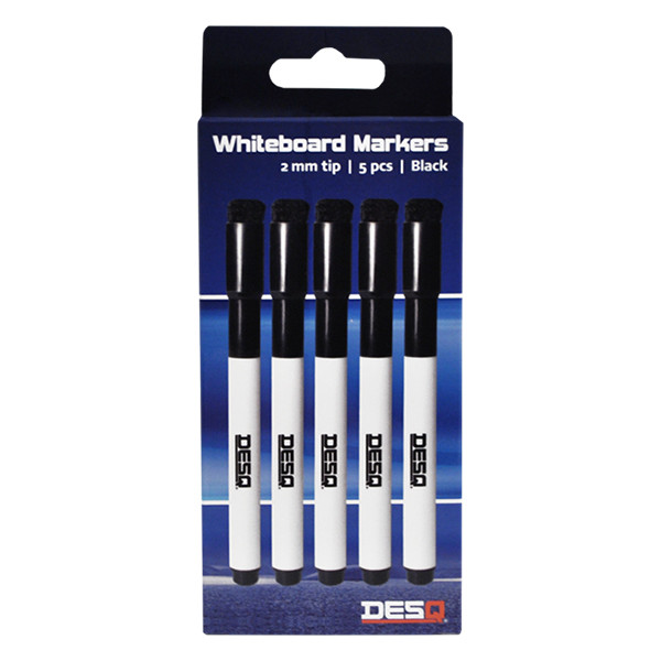 Desq whiteboard markers met wisdop zwart 5 stuks (1 mm rond) 4297 400747 - 2