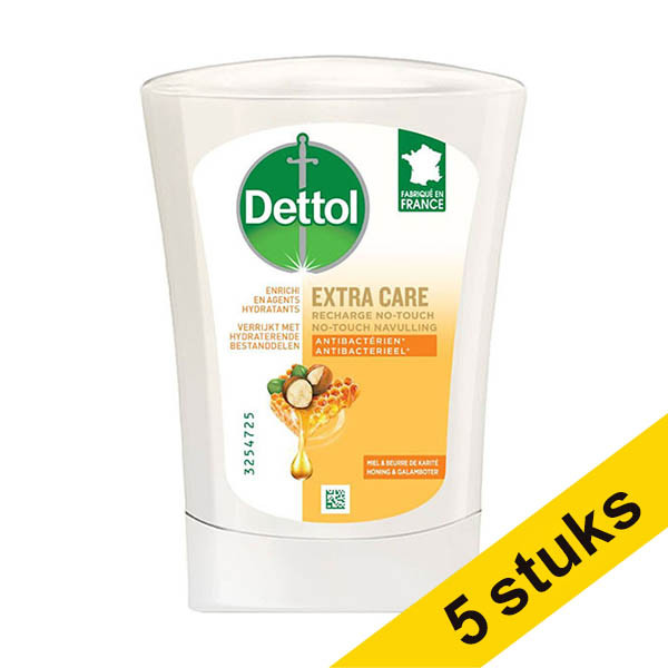 Aanbieding: 5x Dettol handzeep No-Touch Extra Care Honing & Galamboter navulling (250 ml) SDE01096 - 1