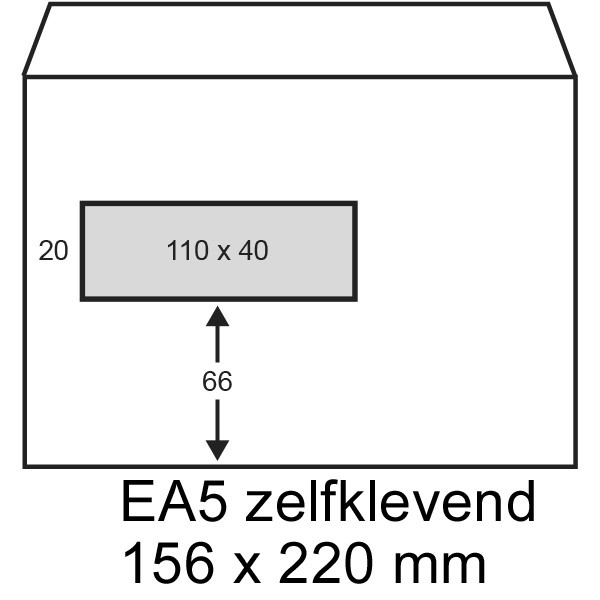EA5 (enkele A4 vellen 1 keer gevouwen) Dienst envelop Enveloppen Kantoorartikelen 123inkt envelop 156 x 220 mm - EA5 gegomd (500 stuks)