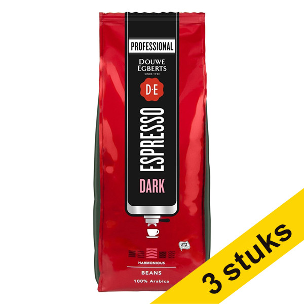 Douwe Egberts Aanbieding: 3x Douwe Egberts Espresso Dark koffiebonen 1 kg  404255 - 1