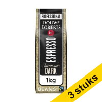 Aanbieding: 3x Douwe Egberts Espresso Fairtrade Dark Roast koffiebonen 1 kg