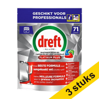 Aanbieding: 3x Dreft Professional All-in-One Platinum Plus Vaatwastabletten (71 vaatwasbeurten)
