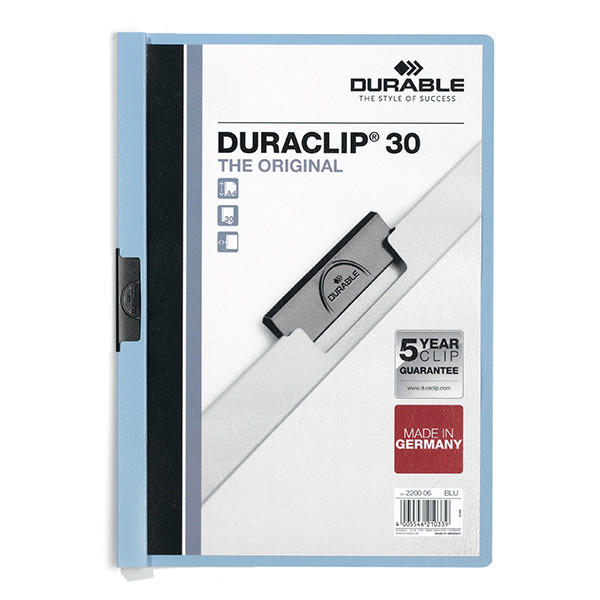 Durable Duraclip klemmap blauw A4 voor 30 pagina's 220006 310137 - 1
