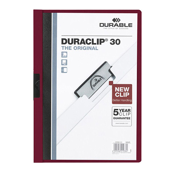 Durable Duraclip klemmap donkerrood A4 voor 30 pagina's 220031 310140 - 1