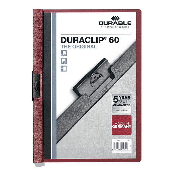 Durable Duraclip klemmap donkerrood A4 voor 60 pagina's 220931 310147 - 1