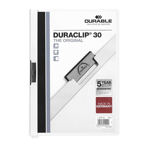 Durable Duraclip klemmap wit A4 voor 30 pagina's 220002 310041 - 1