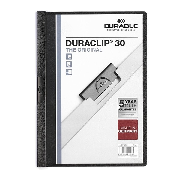 Durable Duraclip klemmap zwart A4 voor 30 pagina's 220001 310040 - 1