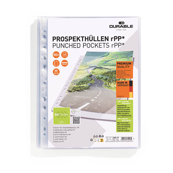 Durable showtas transparant A4 11-gaats 80 micron (100 stuks) 310291 - 1